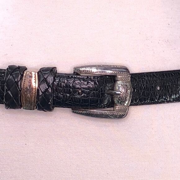 Brighton Women\'s Sz 32 Belt Black Croc Pattern #24703 Sliver Hardware Buckle main image 5